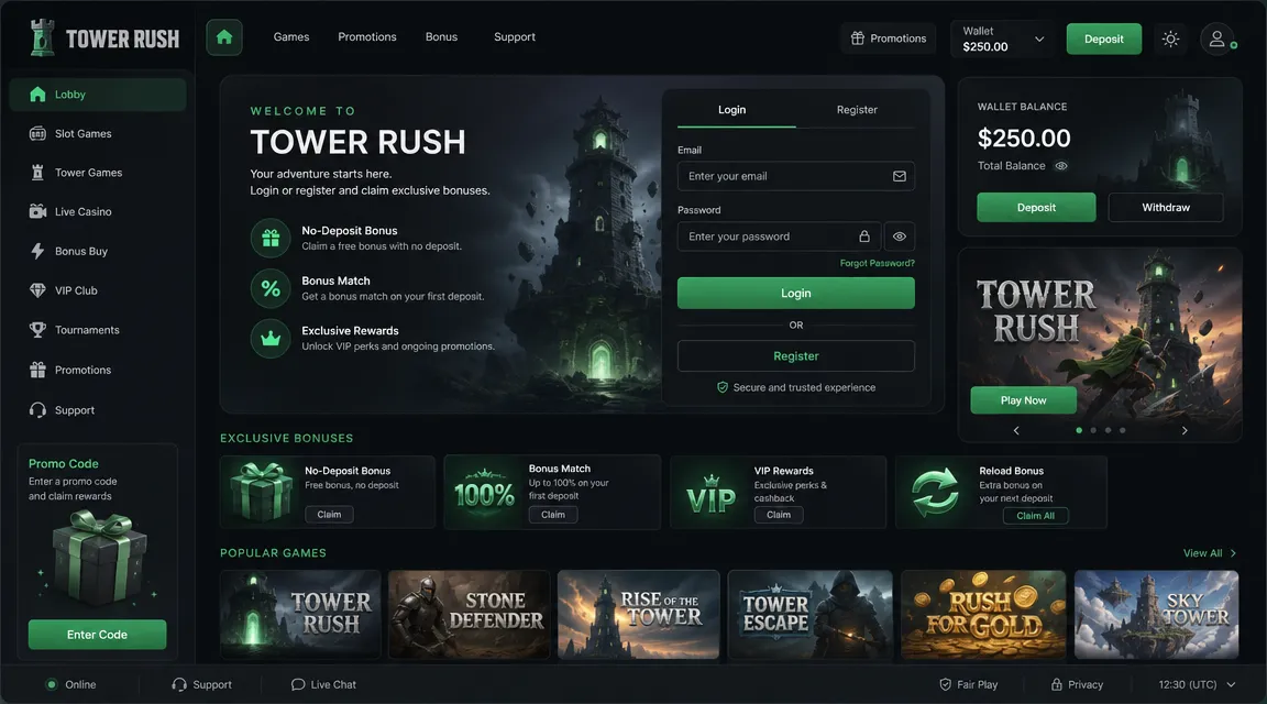 Tower Rush promo code – Free giveaway today, login or register with a bonus